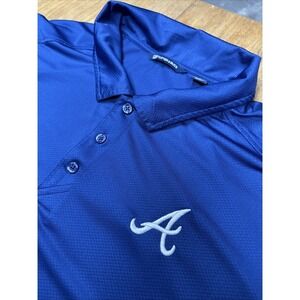 Cutter And Buck Atlanta Braves Men's 2XLT Short Sleeve Polo Blue Big And Tall